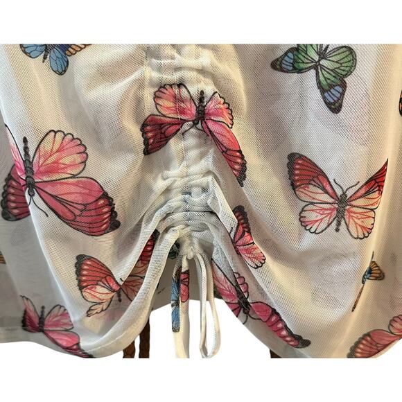Homegirl Society Sheer Colorful Butterfly Layering Top Y2K Style Size 1X - Picture 4 of 7